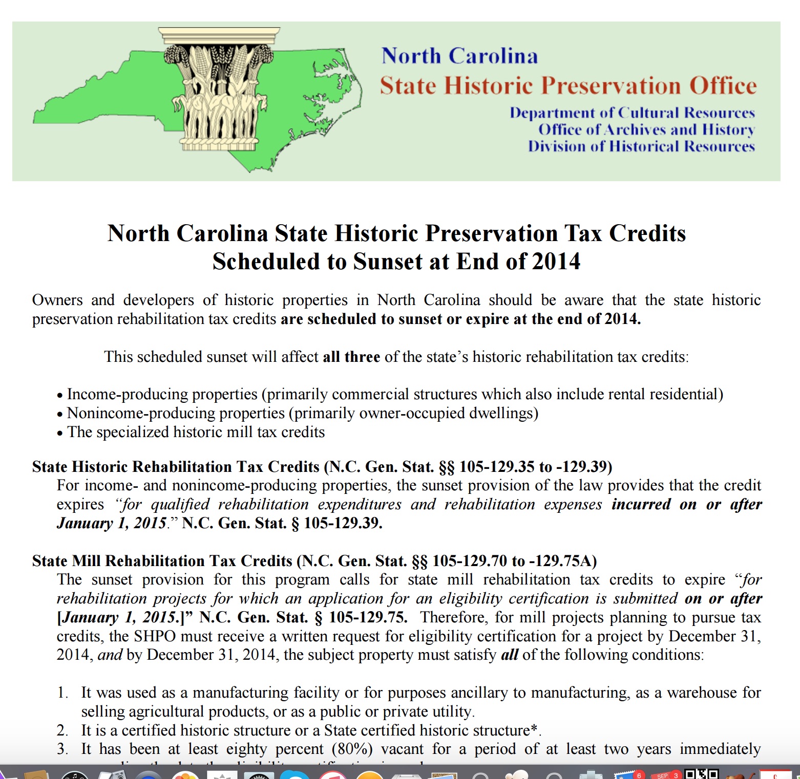 NC historical tax credit
